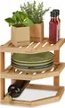 Produktbild: Relaxdays Schrankeinsatz Bambus, HBT 25,5 x 25,5 x 25,5 cm, Eckregal für Arbeitsplatte & Küchenschrank, 2 Ablagen, natur