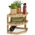 Produktbild: Relaxdays Schrankeinsatz Bambus, Hbt 25,5 X 25,5 X 25,5 Cm, Eckregal Für Arbeitsplatte & Küchenschrank, 2 Ablagen, Natur