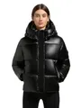 Produktbild: khujo Damen Winterjacke mit Kapuze warme Steppjacke kurz in glänzender Optik mit abnehmbarer Kapuze Devina Shiny-YM Black Gr. M