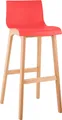 Produktbild: CLP Barhocker Hover Kunststoffsitz mit Lehne Vierfußgestell Natura aus Buchenholz,rot