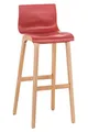 Produktbild: CLP Design Barhocker Hover Mit Lehne Und Kunststoffsitz I Barstuhl Mit Holzgestell und Fußstütze I Sitzhöhe: 77 cm, Farbe:rot