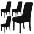 Produktbild: Chickwin Chickw1 Stuhlhussen 4er Set Samt Stuhlhussen für Schwingstühle, Esszimmerstühle Hussen Für Hochzeit, Hotel, Küche, Bankett, Partys Stretch Stuhlhussen (4er,Schwarz)
