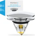Produktbild: Bächlein universeller Pop Up Waschbeckenstöpsel - Stöpsel Waschbecken Chrom Abflusssieb Waschtisch Abfluss 40mm Ablauf Ventil Stopfen Ersatzstöpsel Haarsieb