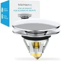 Produktbild: Bächlein universeller Pop Up Waschbeckenstöpsel - Stöpsel Waschbecken Chrom Abflusssieb Waschtisch Abfluss 40mm Ablauf Ventil Stopfen Ersatzstö...