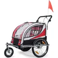 Produktbild: SAMAX 360° drehbarer Fahrradanhänger 2in1 Jogger - in Rot - Silver Frame