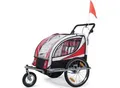 Produktbild: SAMAX 360° drehbarer Fahrradanhänger 2in1 Jogger - in Rot - Silver Frame