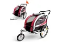 Produktbild: SAMAX Fahrradkinderanhänger 360° drehbarer Fahrradanhänger 2in1 Jogger - in Rot - Silver Frame