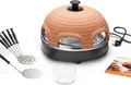 Produktbild: Emerio Pizzaofen, PIZZARETTE das Original, handgemachte Terracotta Tonhaube, patentiertes Design, für Mini-Pizza, echter Familien-Spaß für 6 Personen, Terracotta Orange / Schwarz, PO-115984