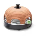 Produktbild: Emerio Pizzaofen, PIZZARETTE das Original, 1 handgemachte Terracotta Tonhaube, patentiertes Design, für Mini-Pizza, echter Familien-Spaß für 6 Personen, Terracotta Orange / Schwarz, PO-115984
