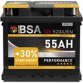 Produktbild: Autobatterie 55Ah 12V 520A/EN Starter Auto Batterie ersetzt 50Ah 54Ah 52Ah
