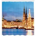 Produktbild: Abakuhaus Duschvorhang Moderner Digitaldruck mit 12 Haken auf Stoff Wasser Resistent Breite 175 cm, Höhe 220 cm, Hamburg Hamburg Deutschland Altstadt blau|braun 175 cm x 220 cm