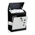 Produktbild: Relaxdays Briefkasten groß, Stahl, Sicherheits-Klappe, Schloss, HxBxT: 53 x 43,5 x 26 cm, Wandbriefkasten, Schwarz-Weiß