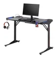 Produktbild: Gaming Schreibtisch Computertisch mit LED-Beleuchtung Getränkehalter Schwarz
