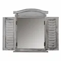 Produktbild: Wandspiegel Spiegelfenster mit Fensterläden 53x42x5cm, Shabby-Look, Vintage grau