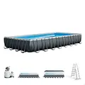 Produktbild: Intex 26374NP – Aufstellpool Ultra XTR Frame Rechteckig, Filterpumpe 10500 L/h, Leiter, Bodenplane und Abdeckplane, 54368 L, Stahl und PVC, Grau, 975x488x132 cm