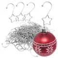 Produktbild: 100x Kugelaufhänger für Weihnachtsbaumschmuck - Stern - silberfarben