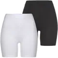 Produktbild: Radlerhose TAMARIS, Damen, Gr. 38, N-Gr, schwarz-weiß (schwarz, weiß), Jersey, Obermaterial: 95% Baumwolle, 5% Elasthan. Obermaterial weiß: 95% Baumwolle, 5% Elasthan, Basic, sehr figurbetont kurz, Hosen Radlerhose, zum Unterziehen unter Kleidern und Röcken - im Set