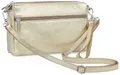 Produktbild: Caspar kleine Leder Umhängetasche Crossbody Bag elegante Damen Tasche mit 3 Fächern - CLASSIC LINE - Modell No.815 - Made in Italy, Farbe:gold metallic