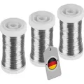 Produktbild: Ecence - 3x Myrtendraht geglüht aus Eisen in der Farbe Silber Blumendraht 100m