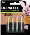 Produktbild: Bateria ładowalna/akumulator R6 2500MAH op4szt DURACELL 057043 DUR DURACELL