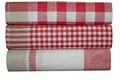 Produktbild: Triolino 3-er Pack Jacquard Geschirrtücher Halbleinen Karo, Größe:50 cm x 70 cm;Farbe:Rot