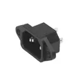 Produktbild: Kaltgeräte-Einbaustecker, 10A/250V, schwarz, 4,8mm Flackstecker/Lötanschluss