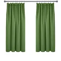 Produktbild: Deconovo Vorhang Thermogardine Blickdicht Kräuselband Gardinen Kinderzimmer Blickdicht Voränge, 138x117cm(HöhexBreite), Apfelgrün, 2er Set