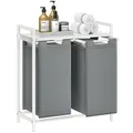 Produktbild: Wäschekorb 2 Fächer, Wäschesammler mit Ablage, Wäschebox, Wäschesack aus Oxfo...
