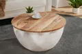 Produktbild: riess-ambiente Couchtisch ORIENT STORAGE Ø60cm natur / silber (Einzelartikel, 1-St), Wohnzimmer · rund · Massivholz · Metall · mit Stauraum · Hammerschlag