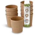 Produktbild: BIOZOYG 50 Stück Riffelbecher 100 ml / 4 oz Espresso Pappbecher, ungebleicht braun, Einwegbecher, Nachhaltig, Biologisch Abbaubar, Einwegbecher