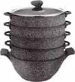 Produktbild: VK146 Schwarz Black 28cm Mantowarka Dampfkocher Topf mit 4 Böden