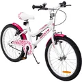 Produktbild: Actionbikes Kinderfahrrad Butterfly 20 Zoll, Pink, Fahrradständer, Kettenschutz, Antirutschgriffe (Weiß/Pink)