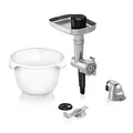Produktbild: Bosch Zubehör-Set BakingSensation MUZ9BS1, passend für Küchenmaschine OptiMUM, Fleischwolf, Kunststoffschüssel, Spritzgebäck-Vorsatz, 4 Keks-Formen, Edelstahl Lochscheibe