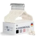 Produktbild: Blumtal Samt-Kleiderbügel, rutschfest, um 360° drehbar, für Mäntel, Anzüge, Hemden und Hosen, 30 Stück, Elfenbein
