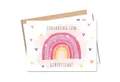 Produktbild: MeinBaby123® Einladungskarten 10 Einladungskarten Kindergeburtstag,  Süßer Regenbogen rosa, Süßes Regenbogen Motiv in rosa