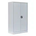 Produktbild: Flügeltürenschrank komplett montiert Metallschrank abschließbar grau 120x80x38cm 2 Fachböden Lagerschrank Aktenschrank Werkstattschrank 530290