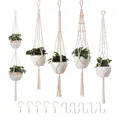 Produktbild: 5er Set Makramee Blumenampel Boho Deko Baumwollseil Hängeampel Blumentopf Pfl...