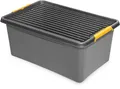 Produktbild: Kreher Aufbewahrungsboxen mit verschließbarer Deckel und Rollen, verschließbarer Deckel, Nässe-geschützt und in robuster Ausführung! Farbe: Grau. In verschiedenen Größen (wählbar). (40 L)