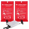 Produktbild: Löschdecke für küche - 2 Packung Feuerlöschdecke DIN EN 1869:2019 Sicherheit Glasfaser Brandschutzdecke für Fettbrände Auto Schule Kamin Grill Büro Garage Schweißen Lager 1,0m x 1,0m