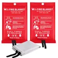 Produktbild: Löschdecke für küche - 2 Packung Feuerlöschdecke DIN EN 1869:2019 Sicherheit Glasfaser Brandschutzdecke für Fettbrände Auto Schule Kamin Grill Büro Garage Schweißen Lager 1,0m x 1,0m