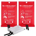Produktbild: Feuerlöschdecke Glasfaser Brandschutz Küche Auto Schule Kamin Grill 2er Set 1x1m