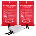 Produktbild: Löschdecke 2er Pack 100% Glasfaser 1,0m x 1,0m für Küche Grill Auto Büro Garage
