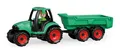 Produktbild: Lena Truckies Traktor mit Anhänger 38 cm, grün, Robustes Sandkasten Spielzeug mit abnehmbaren Anhänger, klappbare, Fahrerhaus, Kippmulde & Spielfigur, für Kinder ab 2 Jahren,