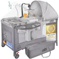 Produktbild: all Kids United® Baby Reisebett Babybett - Babycenter Kinderreisebett Kinderbett mit Matratze, Wickelauflage, Musikspiel und Mobile (Grau)