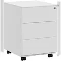 Produktbild: Rollcontainer aus Metall, Metallschrank 55 x 39 x 45 cm mit 3 Schubladen, vormontiert, Druckerwagen, mobiler Aktenschrank,  weiß