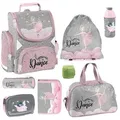 Produktbild: Mädchen Schulranzen 1. Klasse BALLERINA Schultasche im Set 8-tlg. mit Lunch-Set und Sporttasche - Rosa