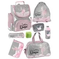 Produktbild: Familando Schulranzen Ballerina Ballett Schultasche, rosa, für Mädchen 1. bis 4. Klasse (Set, 8-tlg., inkl. Federmappe, Lunch-Set und Sporttasche), ergonomisch, 1.010 Gramm leicht, 18L Volumen rosa