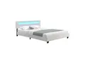 Produktbild: Juskys Polsterbett Paris 180x200 cm – Bett mit LED Beleuchtung & Lattenrost – Doppelbett weiß