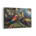 Produktbild: Wandbilder Dekoration Wohnzimmer Ara Papageien Palmen Bilder auf Leinwand 120x80cm Leinwandbild Schlafzimmer Küche Deko Wand Kunstdruck Art Groß XXL Wanddeko Bild Wall Decor Canvas AA120x80-4780