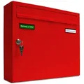 Produktbild: AL Briefkastensysteme 1 x Basic Wand Briefkasten in RAL Farbe 3000 Feuer Rot für Post A4, wetterfest, Artikelnummer: 431P1EA1P3000